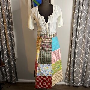 Raggedy Anne Marie Patchwork Maxi Wrap Skirt